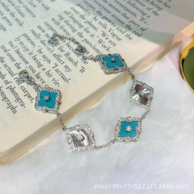 Buccellati Armband Kleeblatt Fünfblättrig Laser Diamant Doppelseitig Mädchen Retro Hof