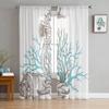 Marine Life Two Seahorses Sheer Curtains for Living Room Voile Curtain Bedroom Bathroom Tulle Curtains Window Drapes