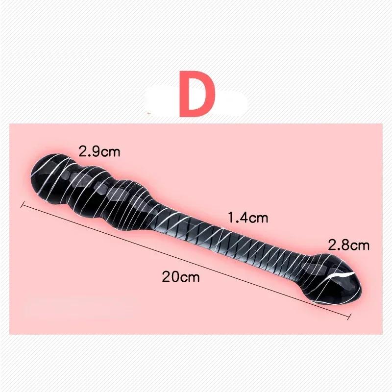 Black Crystal Glass Toys Dildo Anal Plug Gay Sex Toys Double Anal Beads For Men/Women Vaginal Anal Dilation Butt Plug