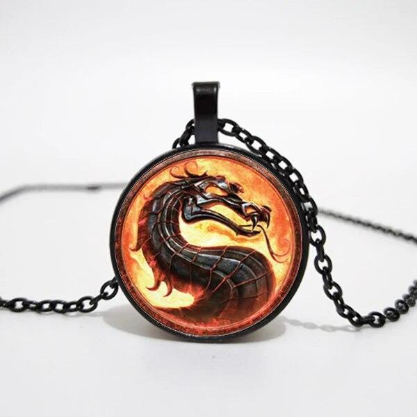 

Новая мода дракон кулон ожерелье Mortal Kombat подвески стеклянный купол ювелирные изделия ожерелье кулон