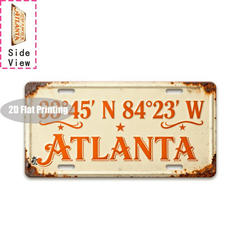 Vintage City Coordinate Garden Dining Room Flag Year Print Metal License Plate Sign Retro D Flat Printed Tin Plaque Wall Deco