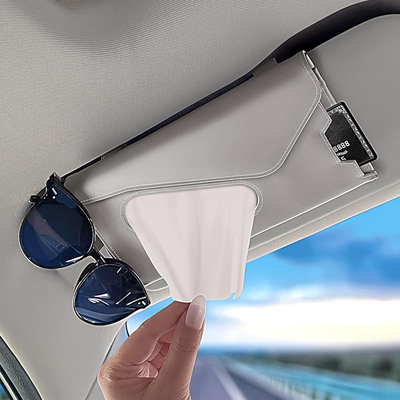 Bling Car Visor Tissue Holder Multifunctional Sunglasses Holder and Ticket Card Clip Tissue Holder for Car Kleenex Napkin Holder Car Tissue Dispenser Zjh-dgn Grey