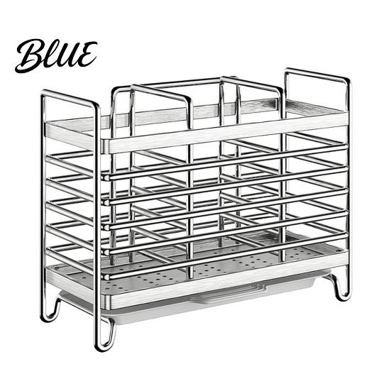Durable Metal Drainer Rack Rust Utensil 46056 Holder Stainless Steel Compartments Drying Proof Space Saving Kitchen Storage Sink Caddy