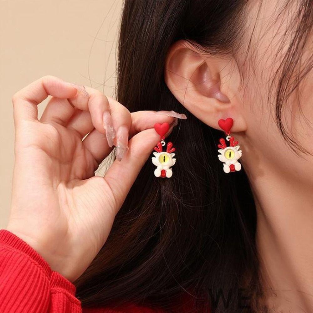 

Aesthetic Zodiac Dragon Earrings Studs Lucky Dragon Eye Dangle Earrings Spring Festival