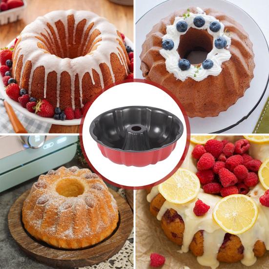 Non-Stick Cake Mold 9.5 Inch Round Carbon Steel Fluted Tube Pan for Pound Cakes Baking Mold