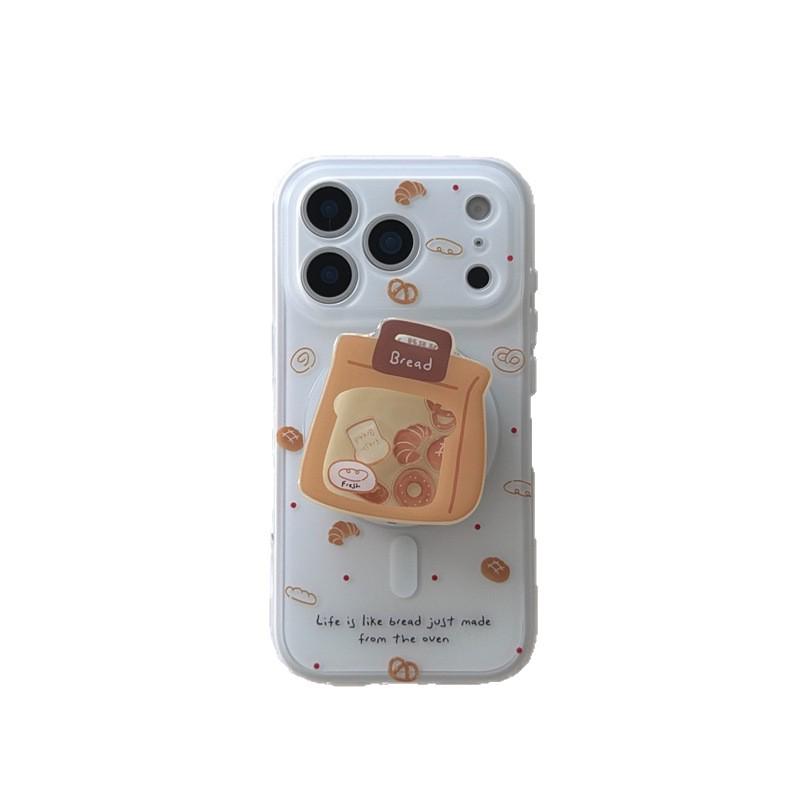 Korean Style Bread Shake Magnetic Stand iPhone 17/16 Pro Max/15/14 Case for Women
