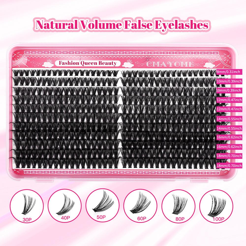 D-Song Single Cluster False Eyelash Extension Set 30P100Pdiy Segmented Grafting Natural Dense Hair