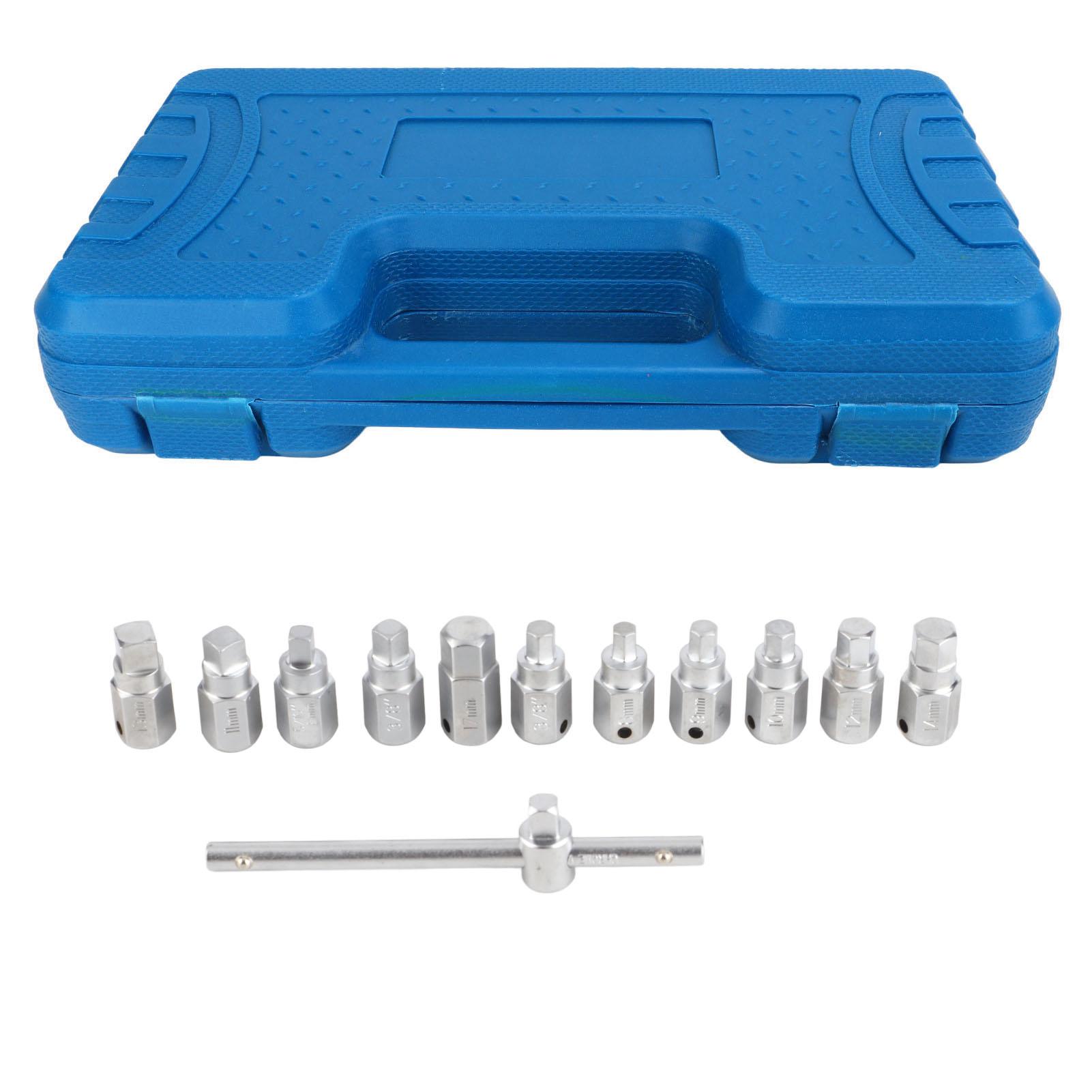 

12 Pcs Drain Plug Key Socket Set Axle Oil Sump Spanner Wrench Steel Car Repair Tools for Engine Gear Box