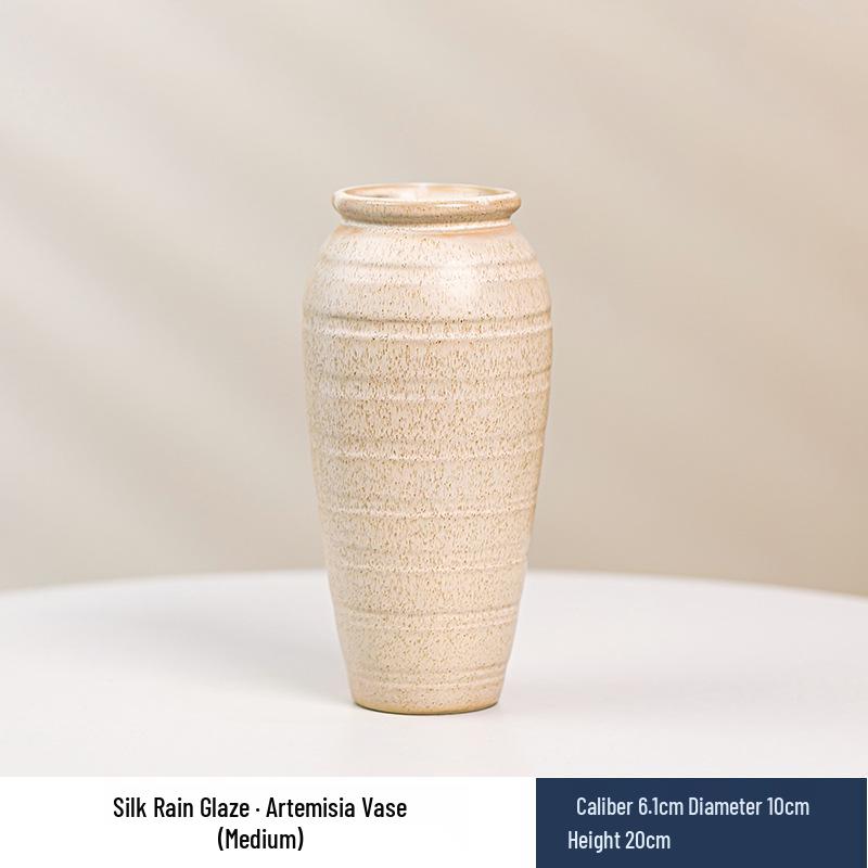 Wabi-Sabi Ceramic Vase: Elegant Hydroponic Bamboo Arrangement for Living Room & Dining Table