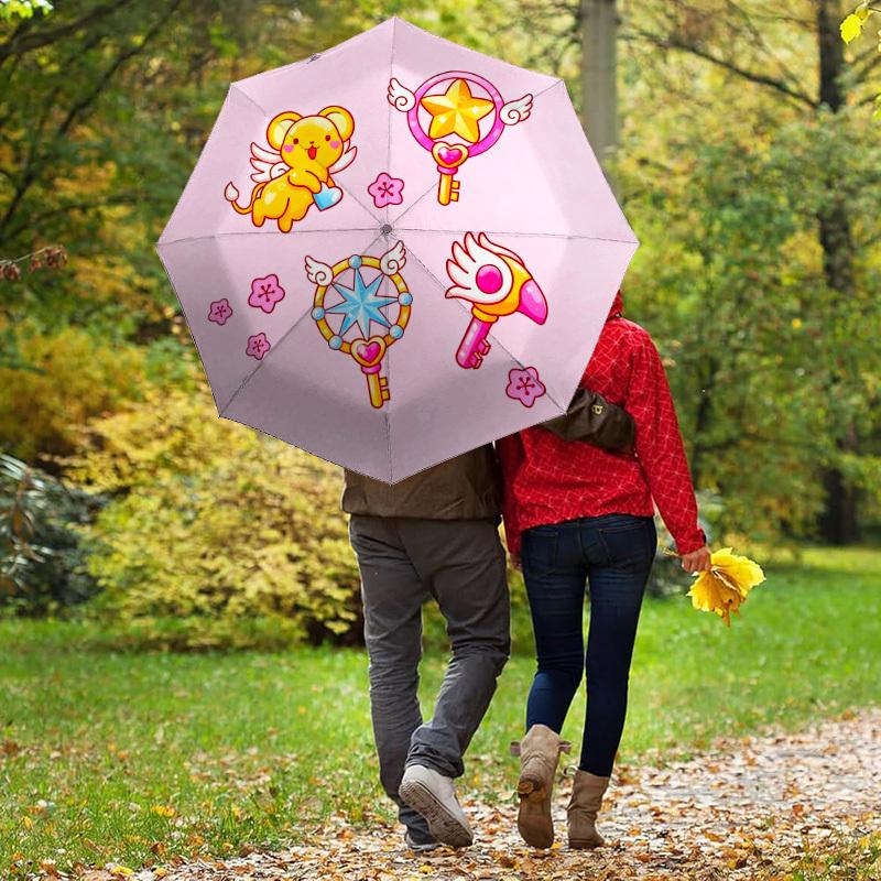 1 Stück Süßer Kawaii Automatischer Faltregenschirm, Robuster 8-Rippen-Eisenrahmen, Geeignet für Reisen, Täglichen Gebrauch, Geburtstag, Dekorationsgeschenk 28