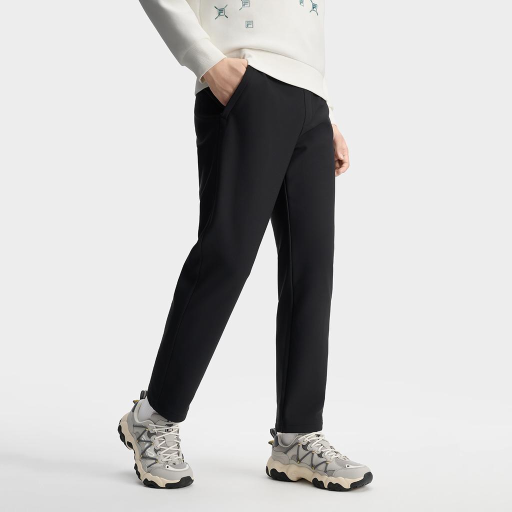 Fila Modern Heritage Fashion Versatile Retro Simple Casual Comfortable Knitted Sports Pants Men Bottoms Black F11M518601FBK