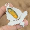 Natural Bumble Bee Jasper Gemstone Pendant Owl 925 Sterling Silver For Women