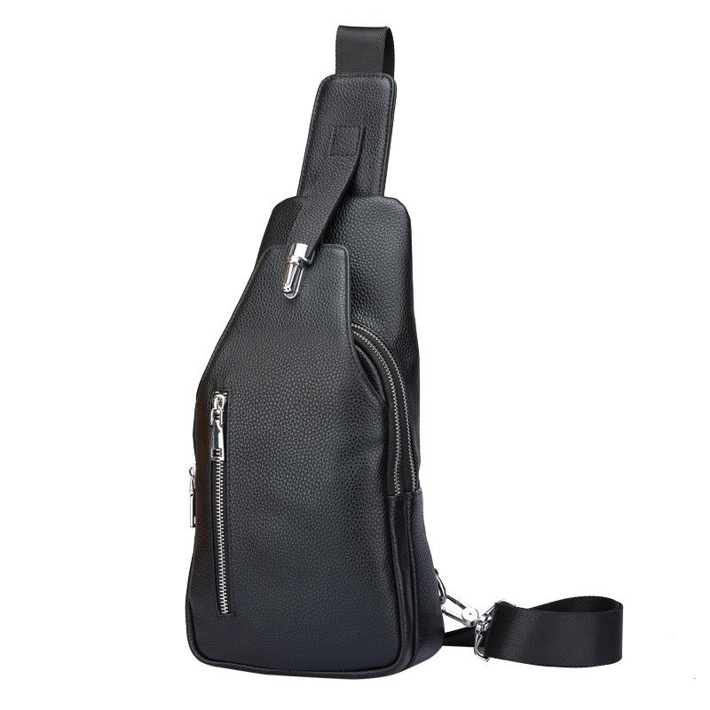 Summer Top Layer Cowhide Men's Chest Bag Fashion Street Front Anticlinal Body Bag Genuine Leather Soft Bag