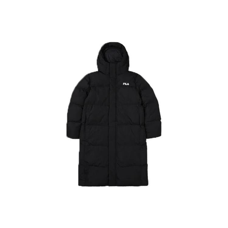 FILA Down Jackets Unisex Black Hooded Moderate Quilted Down Jacket FS2DJF4104X-BLK S