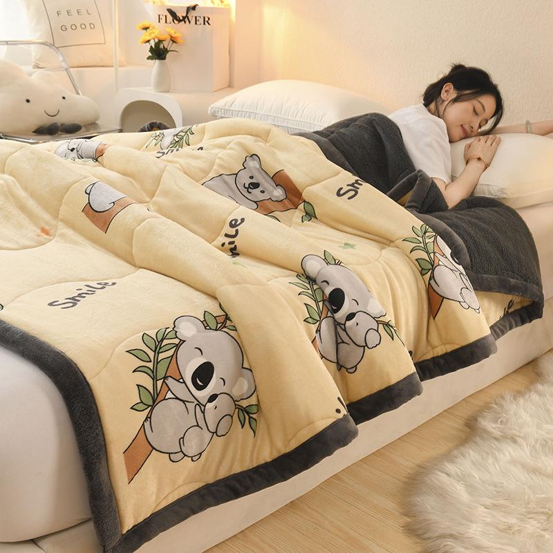 Cozy Thickened Milk Fleece Baby Blanket - AB Style, High Gram Weight, Lambswool Fleece