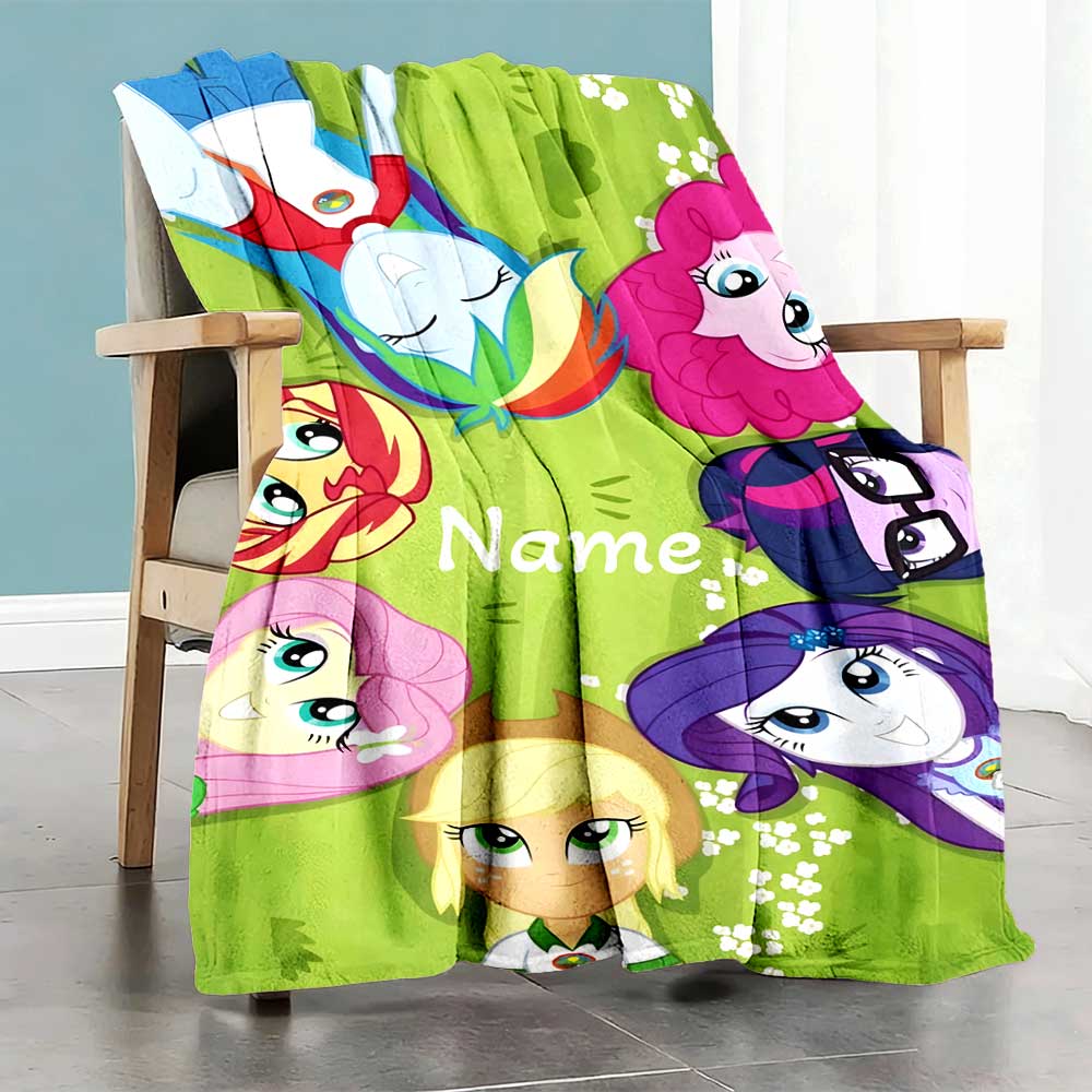 Little Pony (2) Personalized Name Blanket Throw Customizable Blanket Soft Warm Cozy Throw For Seaside Bed Office Bedding All-Season Use