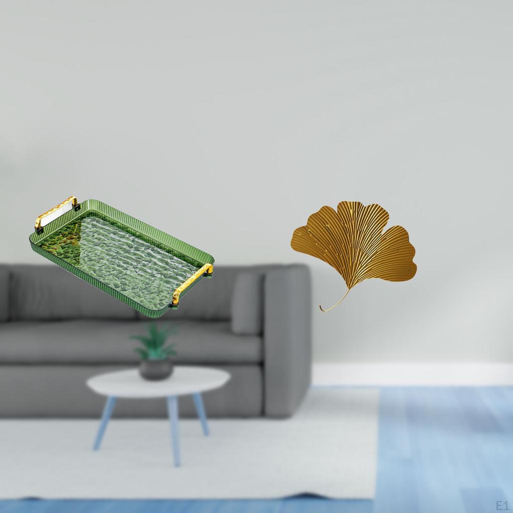 Ginkgo Dessert Tray with Handle for Dining Room And Bedroom Wrought Iron Coffee Table Jewelry