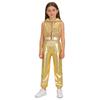 Mädchen Glitzernde Pailletten Reißverschluss Vorne Crop Top Elastische Taille Hose Hip Hop Jazz Tanz Set