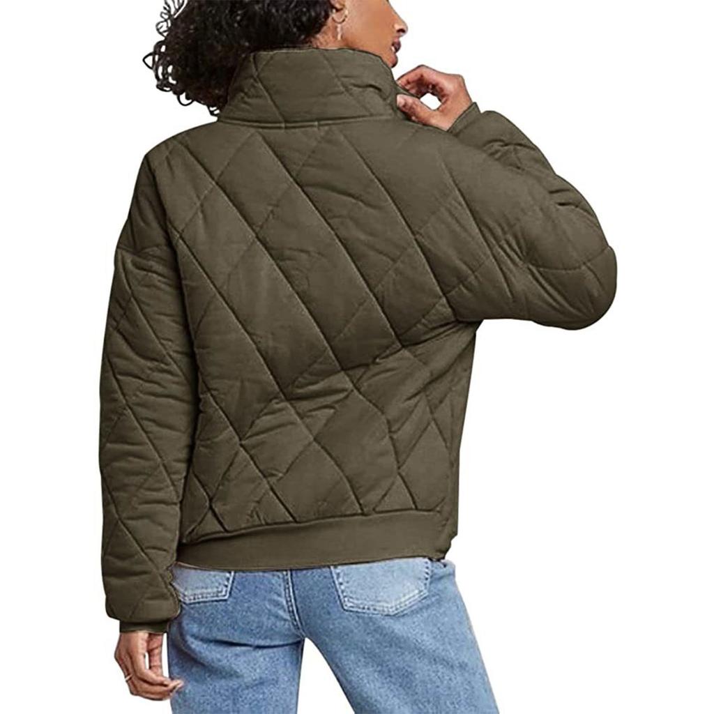 Women's Fashion Light Jacket Stand Collar Multicolor Button Coat