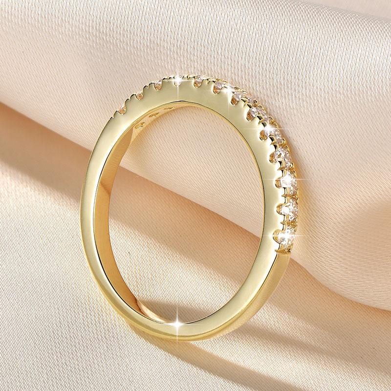 Anziw 2mm D Full Moissanite Ring for Women Sparkling Wedding Eternity Band 14k Gold Filled Wedding Engagement Ring Jewelry