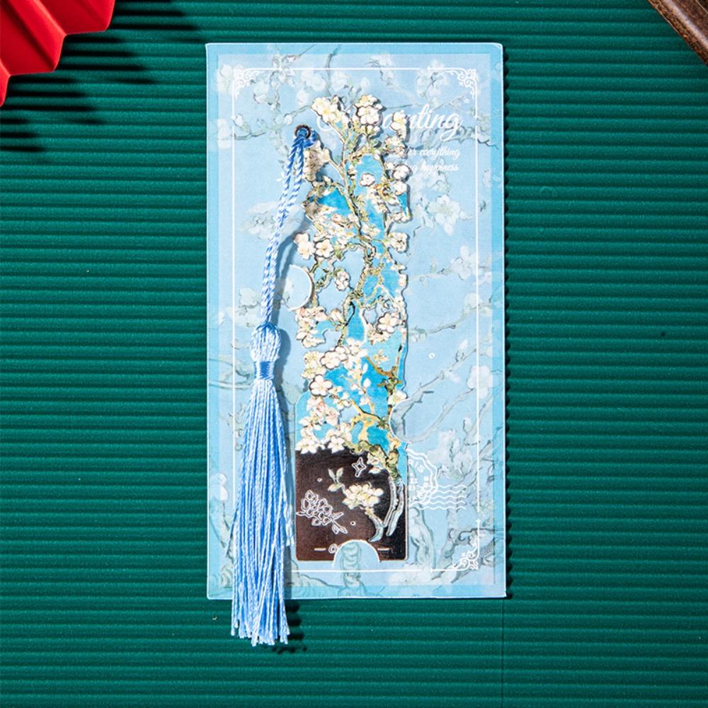 

Tassel Pendant Reading Book Clip Oil Painting Floral Painting Bookmark School Office Supplies B