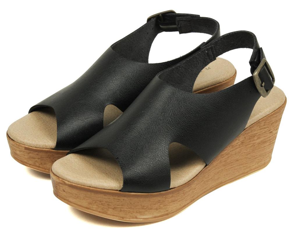 sandals for easy to walk wedge back LL [Arch Contact] (Partir d`abord) Japanese-made women, in, sole, strap, black,