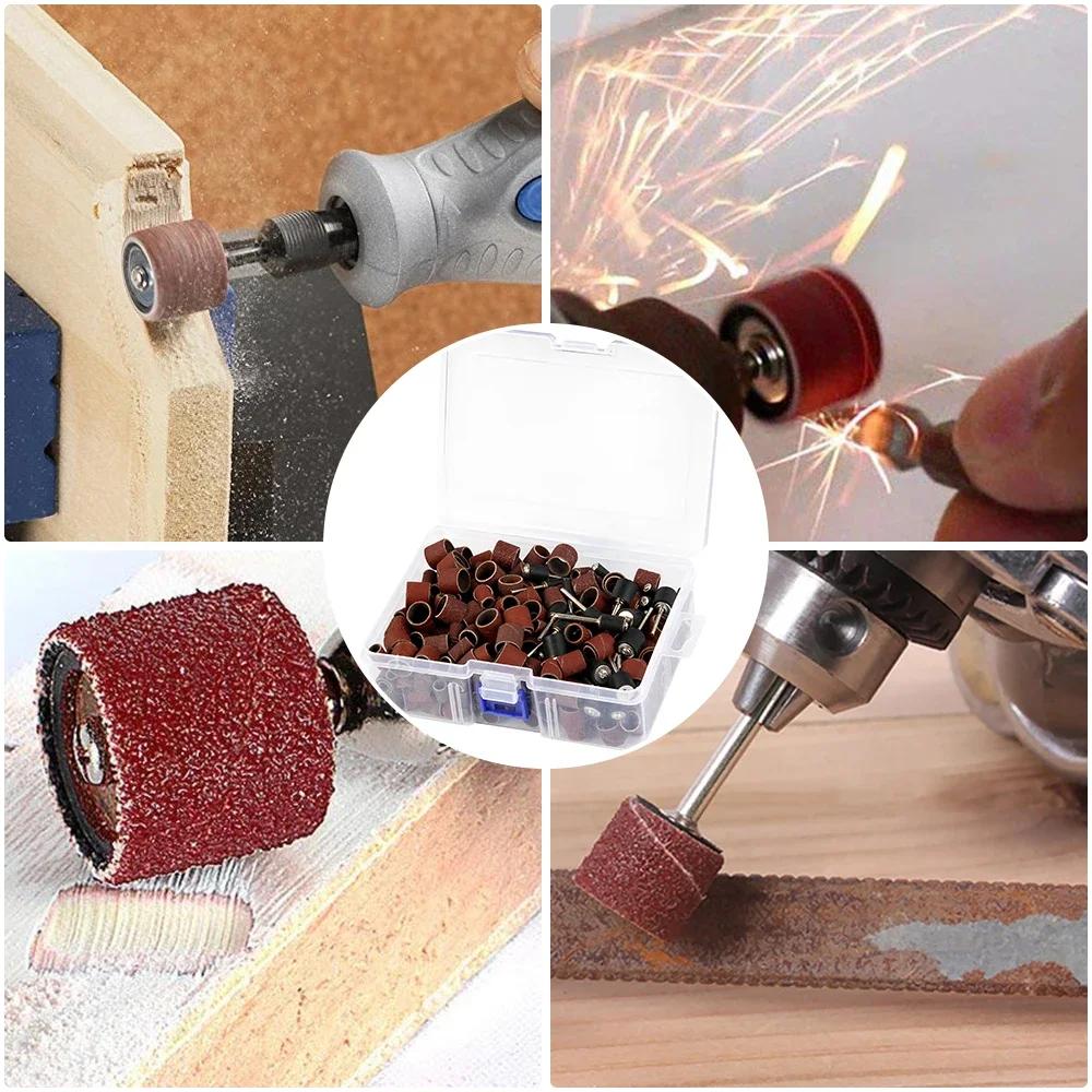 307/384 Stück Schleiftrommel-Set 80-240 Körnung mit Schleifdorn für Dremel Rotationswerkzeuge Schleifwerkzeuge Schleifbänder Schleifscheiben