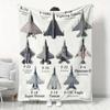 Mid-Century Modern Fighter Jet Design Flannel Throw Blanket - Soft All-Season F-22 Raptor To F-16 Falcon Collection - Aviation