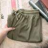 Pantaloni Larghi Estivi da Donna a Vita Alta in Seta Ghiacciata - Modellanti, Drappeggiati, Casual da Studentessa, Vestibilità Larga, Gamba Dritta Stretta.