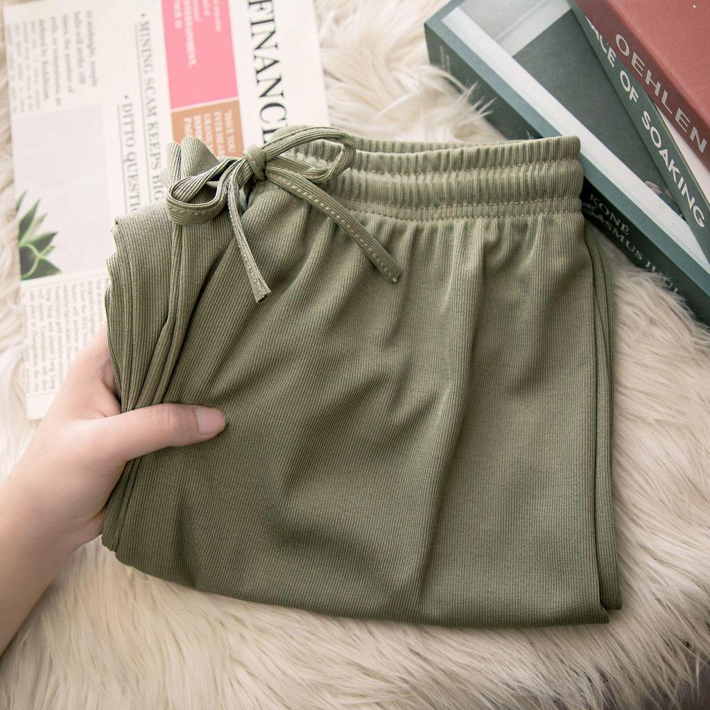 Pantaloni Larghi Estivi da Donna a Vita Alta in Seta Ghiacciata - Modellanti, Drappeggiati, Casual da Studentessa, Vestibilità Larga, Gamba Dritta Stretta.