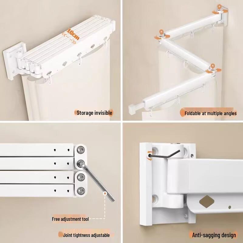 Handun No-Punch Shower Curtain with Telescopic Rod