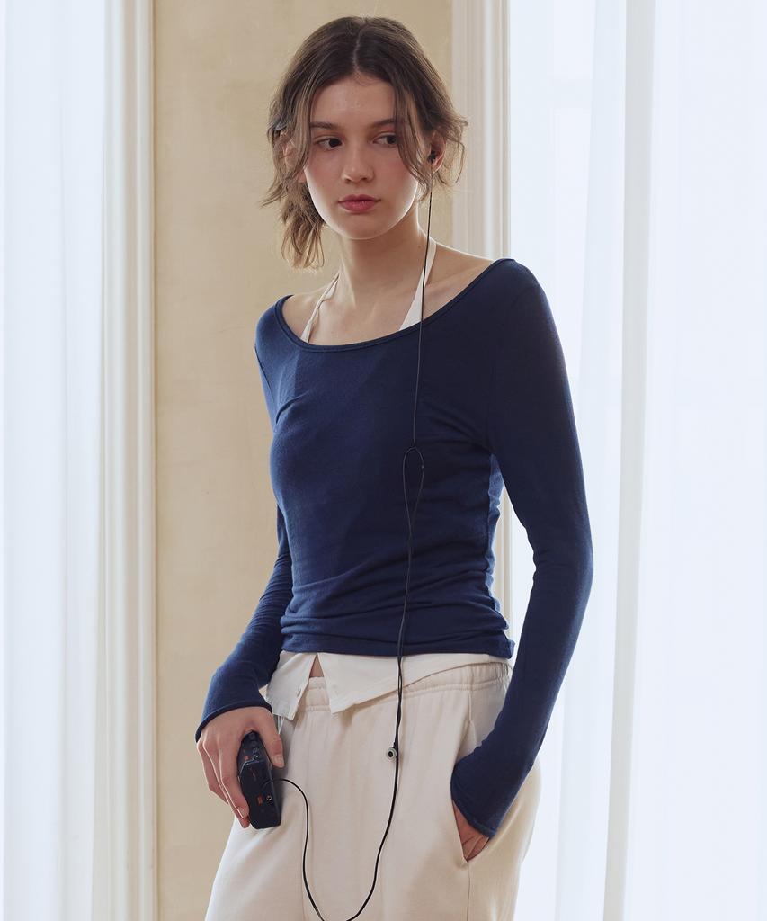 AFTERHOURS 2Way Soft Long Sleeve Top (Navy)