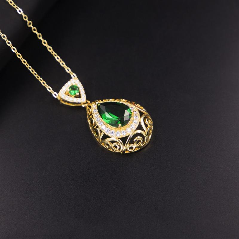 Heart Shaped Water Drop Necklace and Earrings Set European and American Jewelry Three Piece Set Bridal Jewelry Set