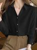 2026 Spring Women's Satin Long Sleeve Shirt with Metal Buckle – Elegant, Slimming Chiffon Design