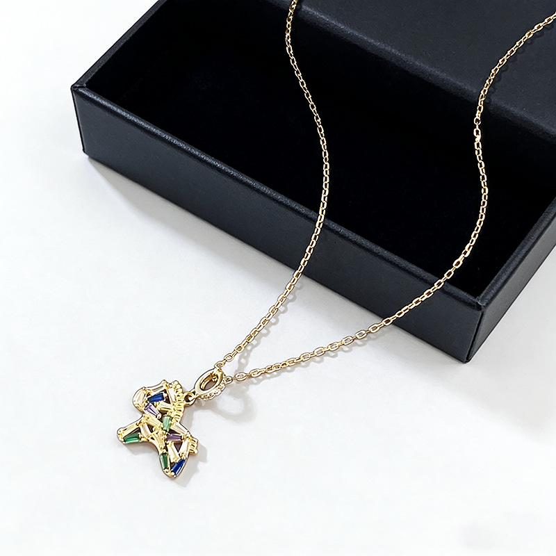 Luoxi Temple S925 Silver Zodiac Horse Necklace with Colorful Diamonds - 2026 Dopamine Fashion Collection.