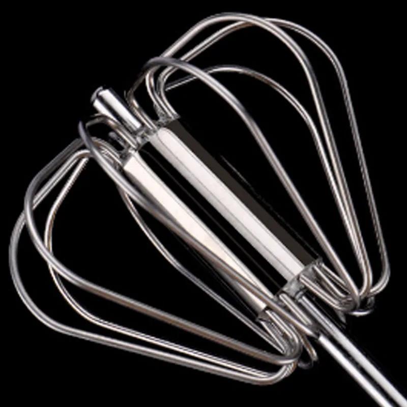 A Stainless Steel Whisk Manual Automatic Rotating Milk Foam Stick Household Baking Egg White Flour Utensils Cooking Tools
