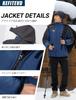 KEFITEVD Winter for Outdoor and Navy Size Men's Jacket, Fleece-Lined Windbreaker, Warm, Water-Repellent, Activities, Motorcycle, Skiing, Camping,