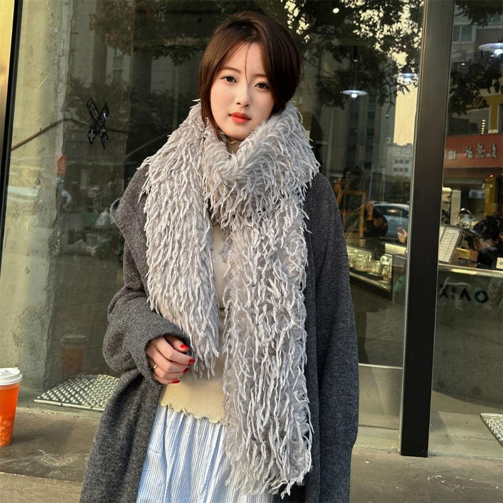 Imitation Ostrich Tassel Versatile Spice Girl Plush Long Hair Scarf Encryption Premium Sense Thickened Warm Scarf Shawl