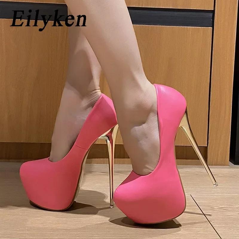 Eilyken Damenpumps mit runder Spitze Streetstyle Dünne hohe Absätze Schuhe Sexy Design Plateau Hochzeit Bankett Zapatos De Mujer