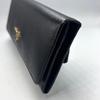 Used PRADA Saffiano Leather Long Wallet Black Gold Hardware With Box and Card