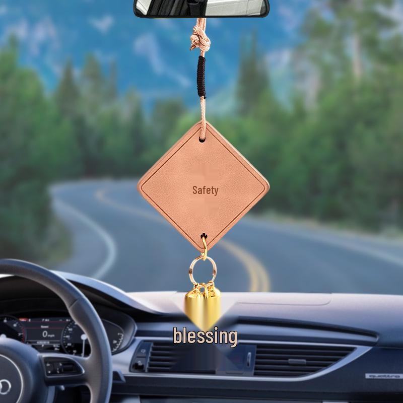 Premium Cowhide Car Rearview Mirror Pendant - Anfu Design Creative Ornament