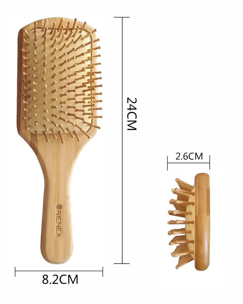 ORIENEX Wooden Hairbrush with Comb for Beautiful Hair Care, Scalp, Shoulder, and Face Massage (Large)