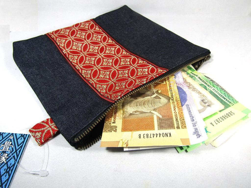 Modern Japanese Denim Made In Family Crest Bag Tatami-edged Pouch, Japan, (Maple)