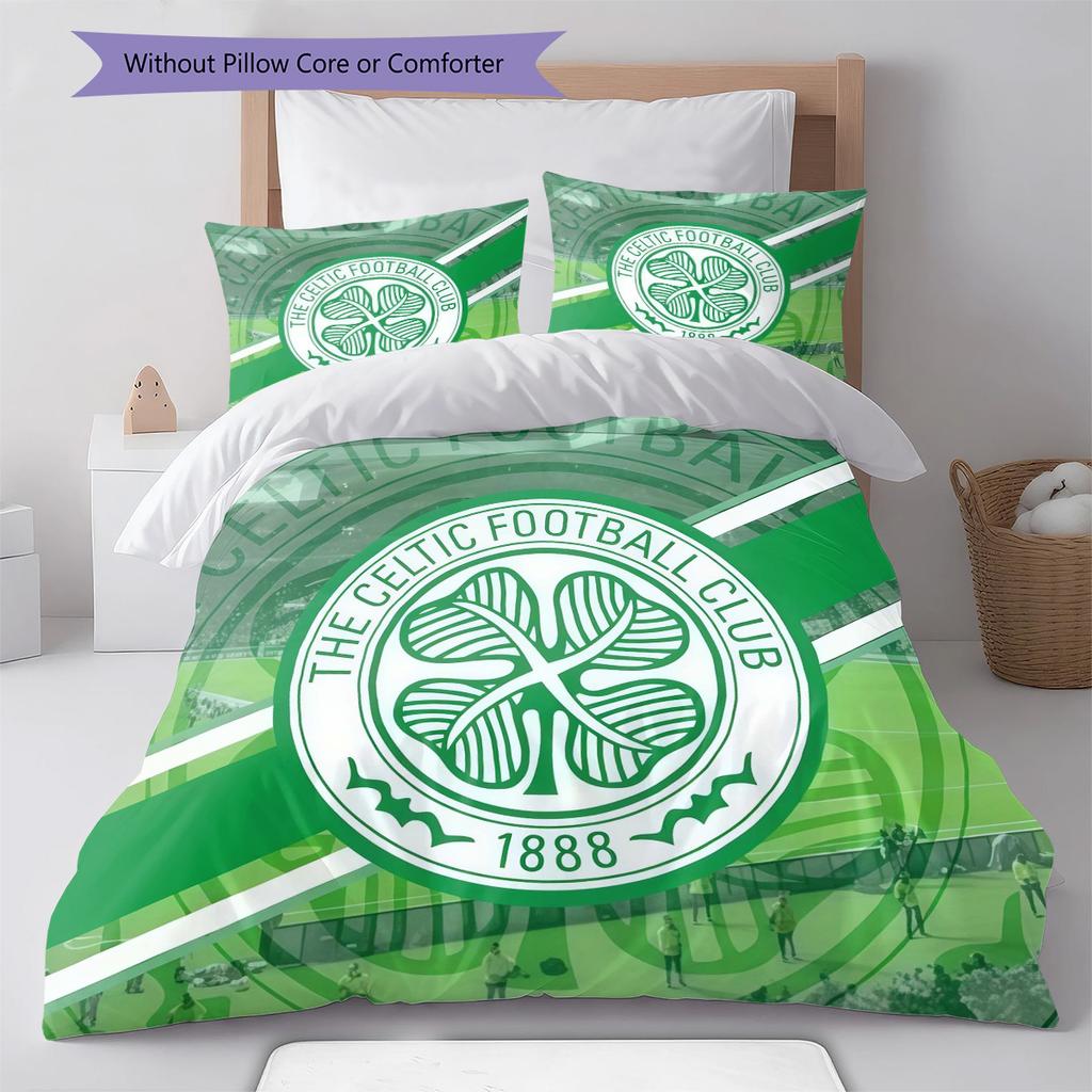 Ensemble de couette Celtic Football Club Housse de couette Taie d'oreiller Décoration de maison Cadeau d'anniversaire (1 housse de couette + 2 taies d'oreiller, sans garniture.)