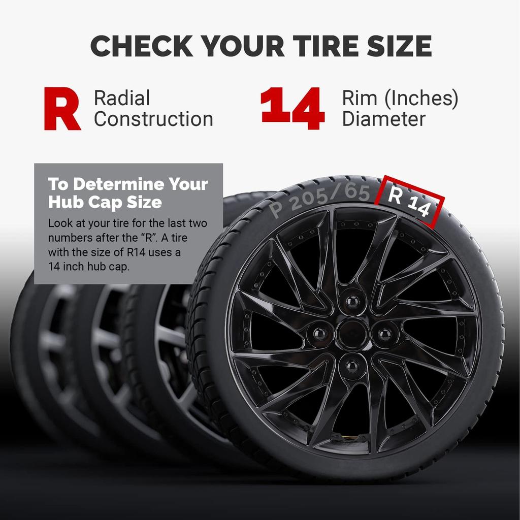 14in Hubcap Wheel Cover Stylish Look Scratch Proof Protective Wheel Rim Cover Replacement for Wheel Rim Cover