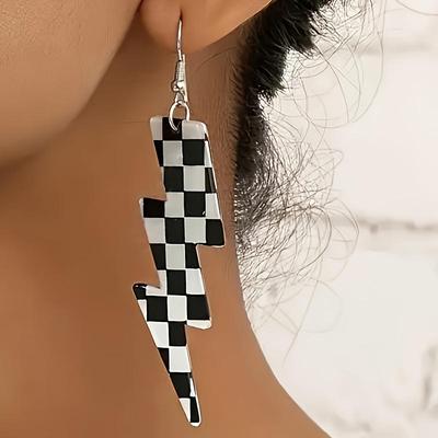 Versatile Acrylic Lightning Earrings - Bold Geometric Design
