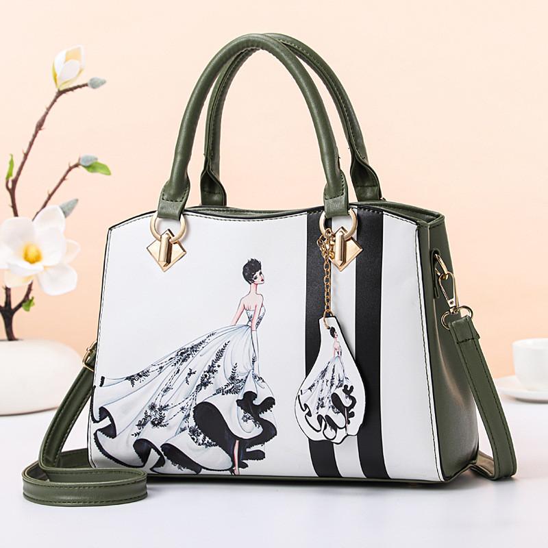 Stylish Floral Print Women's Shoulder Bag Versatile Handbag And Crossbody Purse In Black And Wine Red