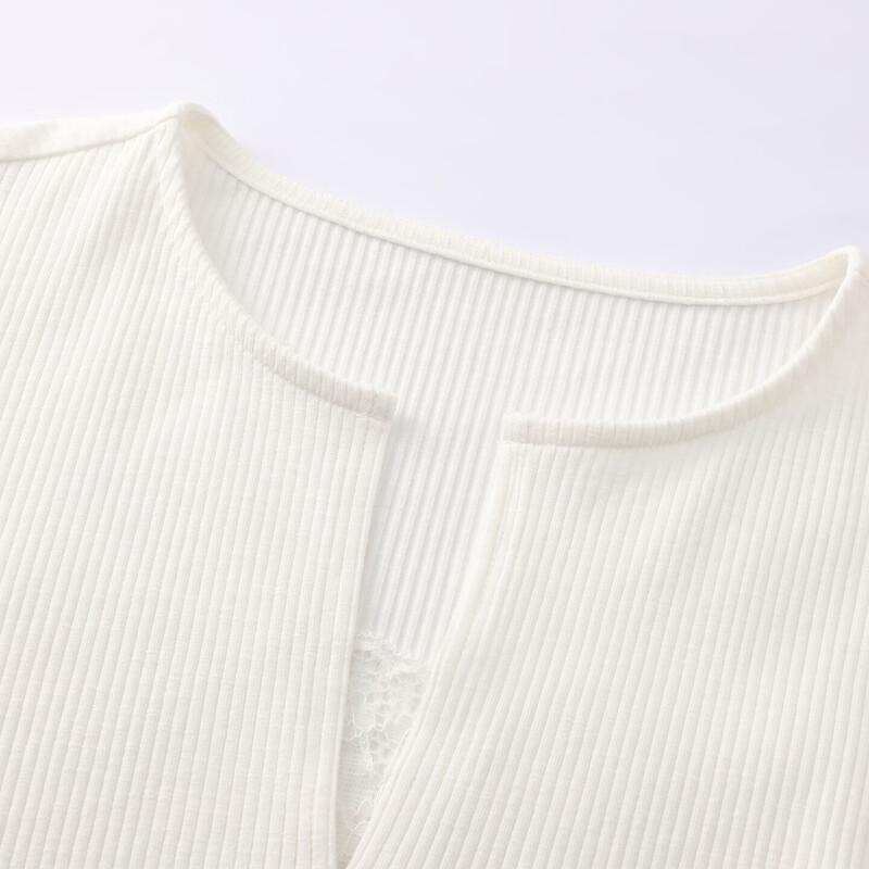 La Chapelle Women's Lace V-Neck Slim Fit Top