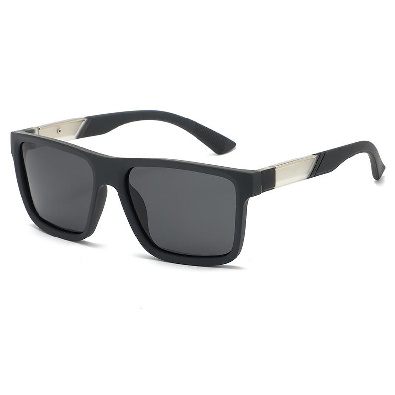 

Textured Square Sunglasses Metal Edging Design Simple Frame Shape Face Shape Friendly Daily Versatile Sunscreen Sunglasses 3010 сірий