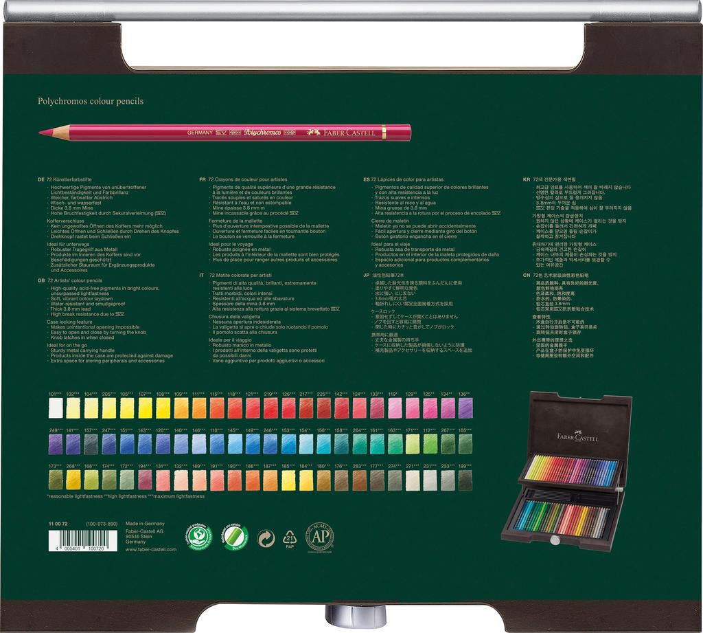 Polychromos Colored Pencils 72 Color Set Wooden Box 110072 Genuine Faber-Castell [Japanese Product]